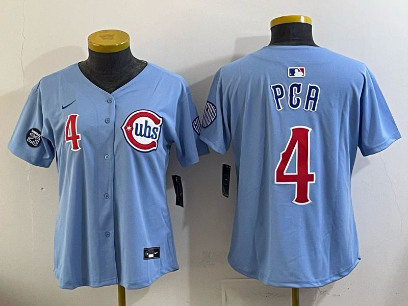 Youth Chicago Cubs #4 Pga Light blue Throwback Nike MLB 2025 jersey 01